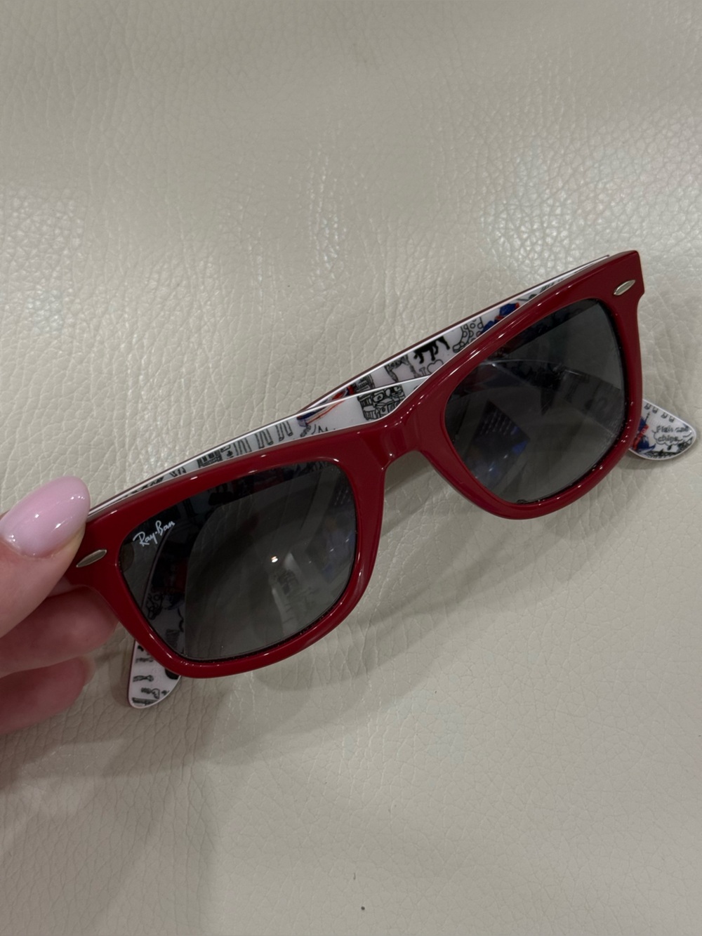 Ray-Ban Red Wayfarer Sunglasses with Printed Inner Temples